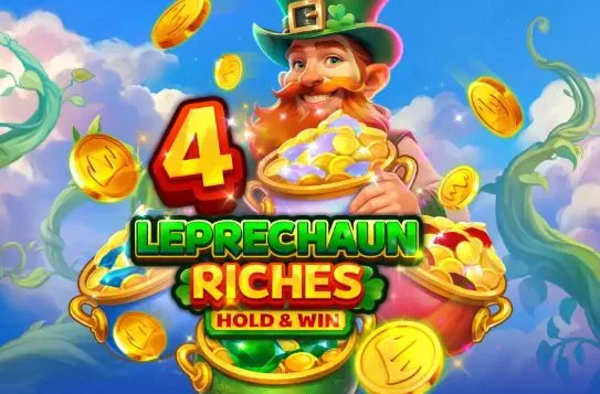 Слот 4 Leprechaun Riches Hold and Win с лепреконом и золотыми монетами